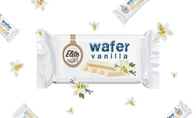 Elite Wafer Packaging Design Mockup biscuit brand branding branding design design design template flow pack illustration logo mockup mockup design pack package package design premium template uncoated vanilla wafer wafer mockup