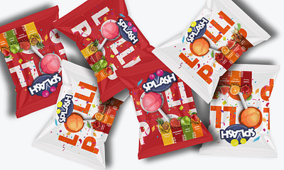 Splash Lollipop Packaging Mockup apple appliance brand branding cherry design flavors fmcg illustration logo logo design lollipop mango pack package package design packaging design splash wrap wrapping
