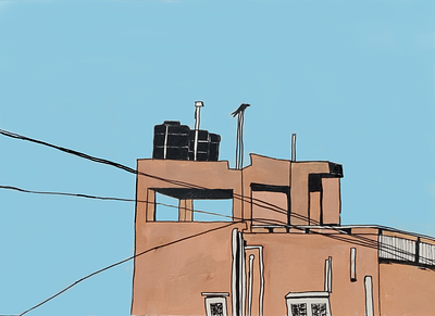 rooftop drawing painting rooftop sky