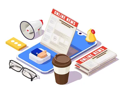 online news phone app article banner cellphone content digital flat illustration internet lowpoly media news newspaper online phone smartphone update vector web website
