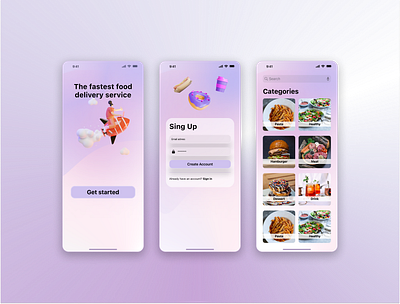 Food delivery app design app food inspiration mobile app purple redesign shop shot ui design