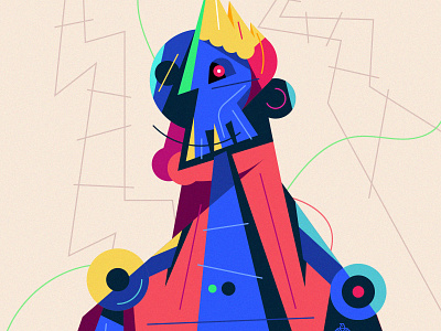 Abstract Robotic Human Portrait, Vector Illustration Art abstract art artist branding cartoon character design digital artist flat flat design illustration illustrator modern nft nft art nft artist ui vector