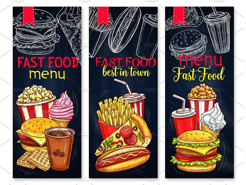 Menu for fast food restaurant vector banners by Vector Tradition SM on ...