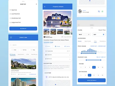 Engaz Property brand branding brilliant design filter graphic design house app property real estate app rent app sort ui ux