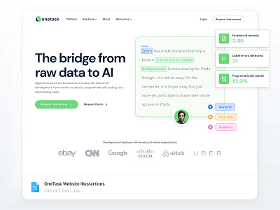 OneTask Homepage Illustration 🏠 2d illustartion ai algorithm branding data deploy design develop figma icon illustration labelling programmatic software tasks ui vector workflow