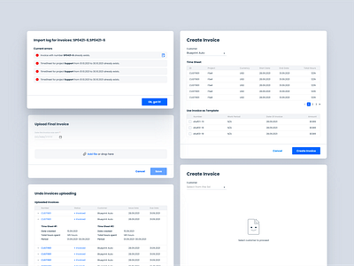 Accounting Modals accounting alerts dashboard design system empty state input invoice modal popup slider table ui upload ux web