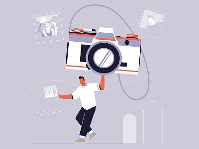 Photographer professional branding camera character design flat illustration graphic design illustration vector