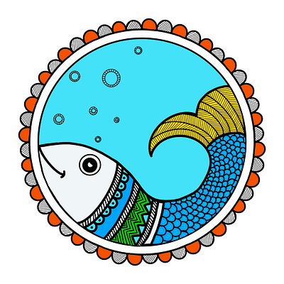 Madhubani Fish design digitalartist illustration indianart indianarttraditional indiandigitalartist ipadart logo madhubani procreate