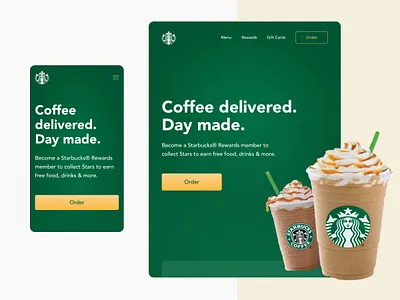 Starbucks Responsive app brown coffee cup food free gradient green member mobile place responsive serbian designer shop starbucks store tablet tea work worker