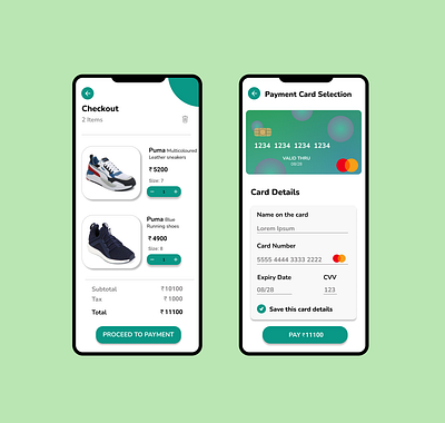 Checkout and payment screens design ui ux
