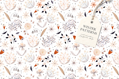 Winter Patterns - Watercolor Set fabrics flowers seamless pattern watercolor