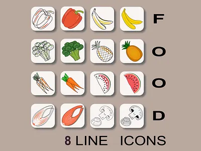 FOOD LINE ICONS design graphic design illustration vector