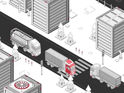 City logistics 2d art creative design drawing illustration isometric logo vector