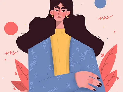Calm girl commercial illustration design digital art flat illustration illustration portrait