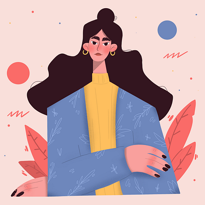 Calm girl commercial illustration design digital art flat illustration illustration portrait