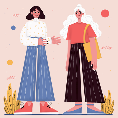 Girlfriends branding character design commercial illustration design digital art flat illustration illustration