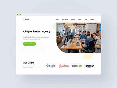E-studio website animation animation digital green landing studio ui