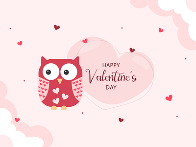 Happy Valentine's Day beautiful celebrate happy happy valentines day heart hearts illustration love lovely minimal owl pink romance romantic saint valentines day sweet valentine valentines day vector illustration