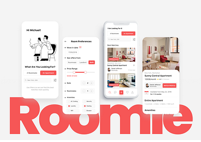 Roomie app app branding creative design designer graphic design ios logo ui ux