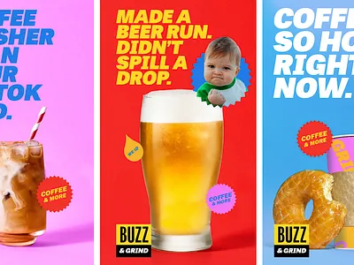 Buzz & Grind Concepts beer black branding bright coffee internet social yellow