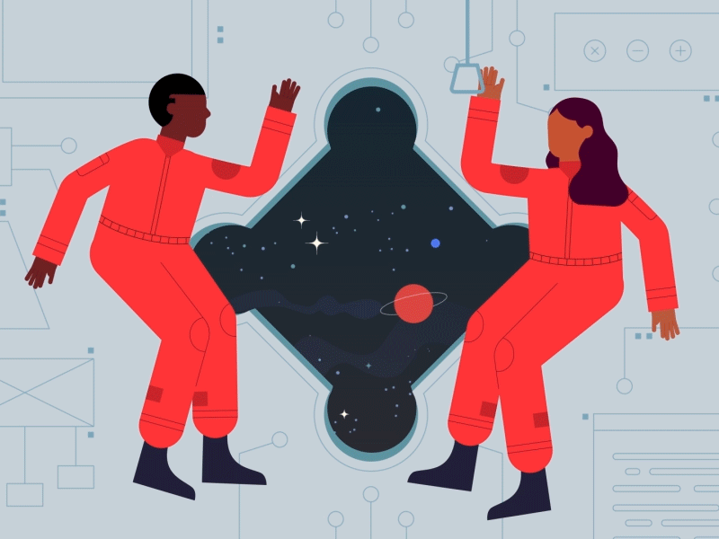 ✨🪐🌌🚀 2d animation astronauts ill illustration motion design space