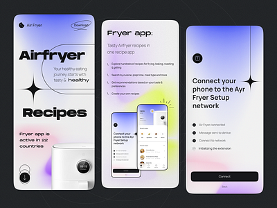 Air Fryer - Responsive app cook cooking design food graphic design interface login mobile network onboarding registration responsive setup singup ui user ux walkthrough