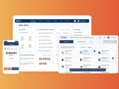 Time Clock Software case study design desktop mobile tablet time tracking ui ux