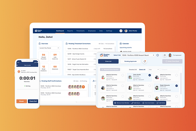 Time Clock Software case study design desktop mobile tablet time tracking ui ux