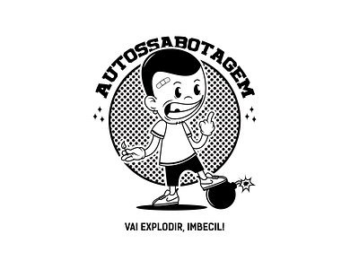 Autossabotagem | Self-sabotage illustration rubber hose shirt print vector