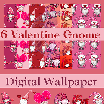 6 Valentine’s Day Gnome Digital Wallpaper 3d animation branding graphic design logo motion graphics ui