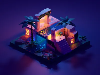 3D Ancient Ruins 3d environment design game design game environment illustration