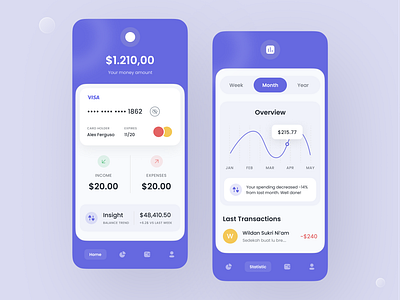 HeyPay - Money Management App app app design clean design desain design e wallet management mobile mobile design money app money management purple typography ui uiux user interface ux wallet app