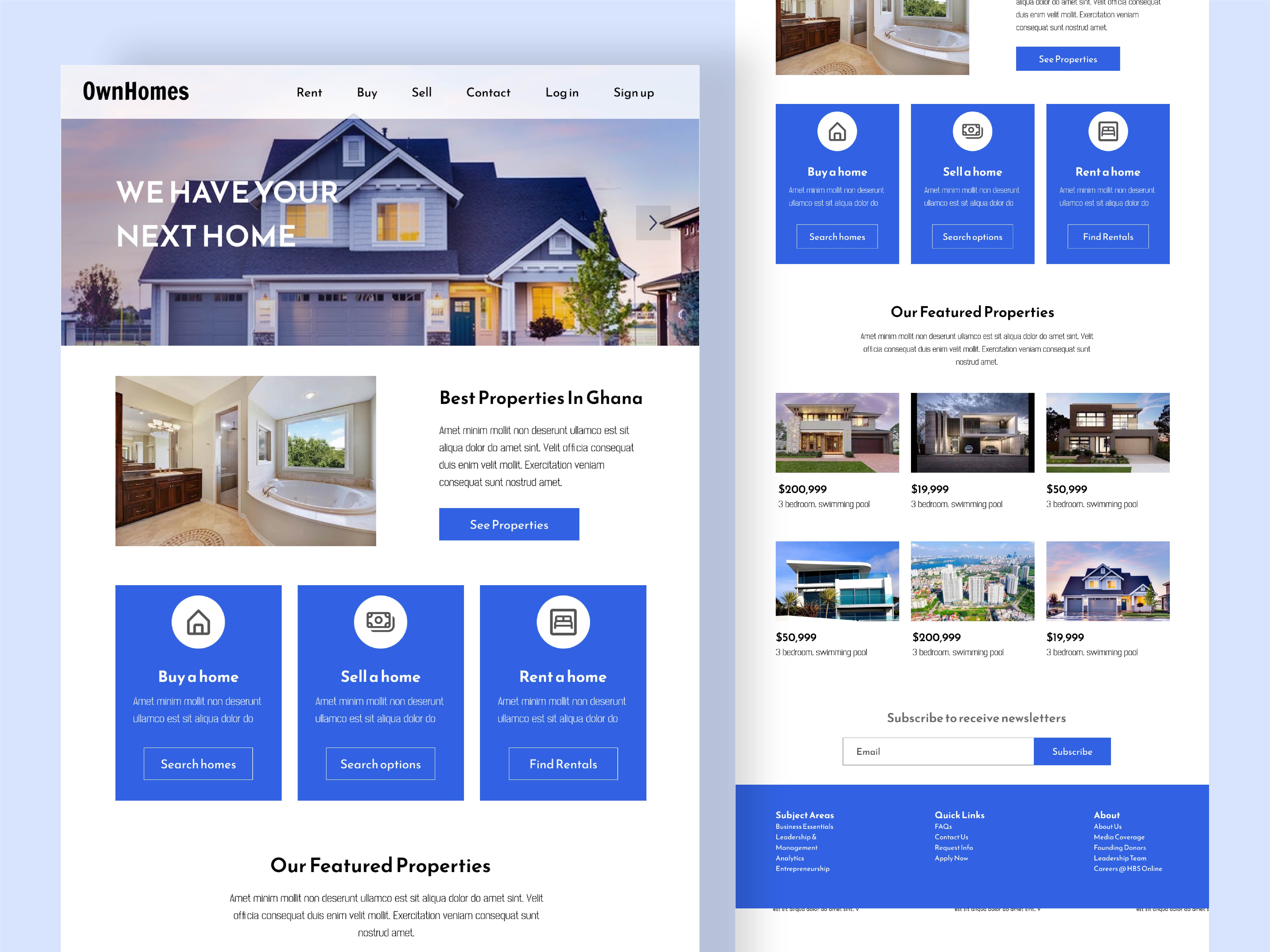 Example of Real Estate Website UI Design