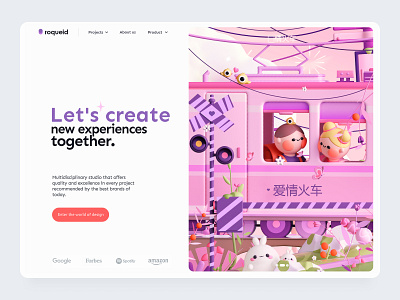 The train of love! 3d 3d art 3d kawaii animals character colors design dribbble hearts illustration kawai kawaii nature rabit train of love ui valentine valentines day web design web illustration