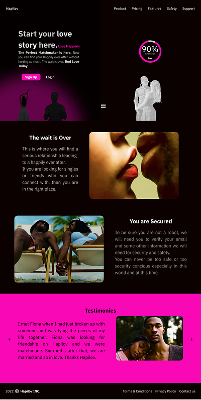 Matchmaking Website Landing Page UI dating website design landing page matchmaking website product design ui valentine design idea