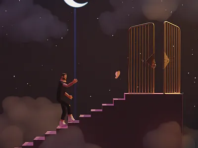 Transitions 3d character design illustration