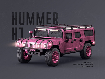 C4D Practice 02 3d black c4d car design graphic gray hummer h1 illustration light off road physical render pink suv tyre ui vehicle window