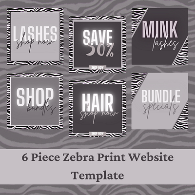 6 piece Zebra print Website Templates 3d animation branding graphic design logo motion graphics ui