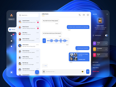 Signal Desktop App app blue chat design desktop figma messenger minimal signal social media telegram ui