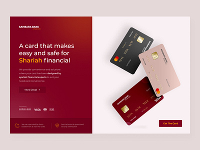 Sambara Shariah Bank 💳 - Shariah Bank Landing Page bangking bank bank website banking burgundy card clean credit card debit card desktop elegant finance financial hero image landing page money shariah webdesign website