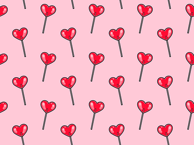 Valentine's pattern candy glossy hearts illustration lollipops pattern pattern designer pink red repeating surface pattern design sweets valentines