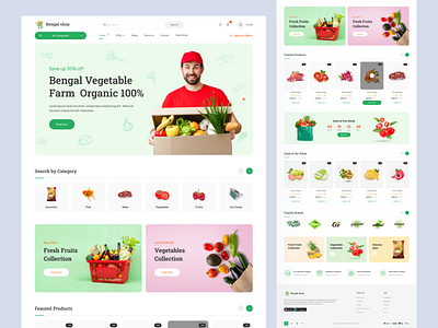 Organic & Grocery Shop Website clean e commerce ecommerce foods groceries grocery grocery store homepage market marketplace minimal online deliveryt online shop organic shop shopping supermarket ui design uiux website design