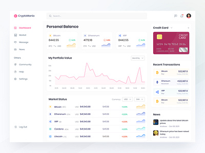 Crypto Wallet Web App admin app bitcoin blockchain crypto cryptocurrency dashboad dashboard design finance financial fintech interface jannat design top design ui uiux ux wallet web app