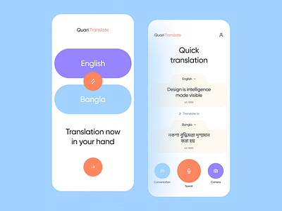 Quari Translate app design clean clean ui design dribbble 2022 ios app minimal mobile app mobile design modern design translate translator translator app typography ui design uiux ux design whitespace