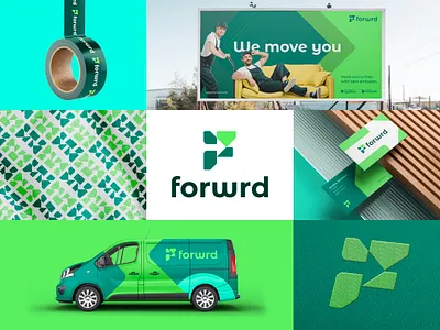 forwrd – brand identity applications arrow brand brand identity branding eco ecofriendly f letter f logo green logo logomark mark visual identity
