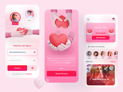 😍 Valentine's Special - App design app design app ui date dating dating app dating app design design gift illustration ios app love lovely mobile mobile app mobile app design ui design ux design valentine valentines valentines day