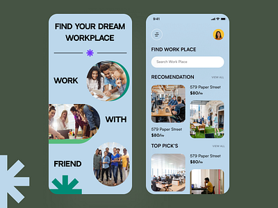 Co-Working place App Ui Design V.2 animation branding co working co working app design graphic design home screen ios minimal app mobile ui modern app motion graphics ui ux