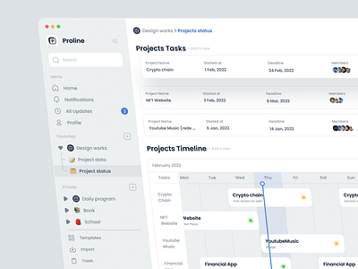 Proline - Task Manager design figma project management task task manager tasks time timeline ui uidesign uiux uix