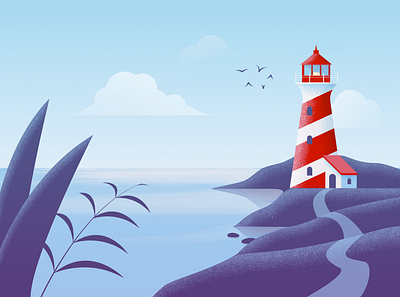 Lighthouse affinity designer illustration landscape illustration lilghthouse vector