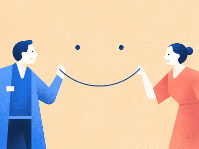 Improving patient and physician well-being with symptom checkers adobe blog communication design digital drawing doctor geometric happy healthcare illustration infermedica medical guidance platform medicine partnership patient people report smile symptom checker valentines day